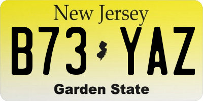 NJ license plate B73YAZ