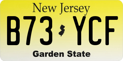 NJ license plate B73YCF