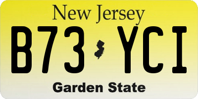 NJ license plate B73YCI