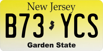 NJ license plate B73YCS