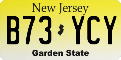 NJ license plate B73YCY