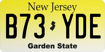 NJ license plate B73YDE