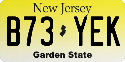 NJ license plate B73YEK