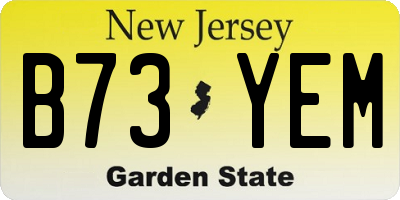 NJ license plate B73YEM