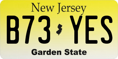 NJ license plate B73YES