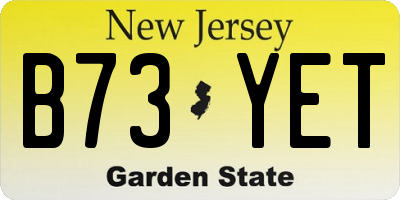NJ license plate B73YET