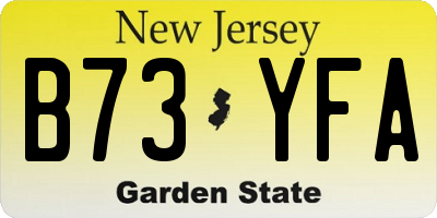NJ license plate B73YFA