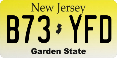 NJ license plate B73YFD