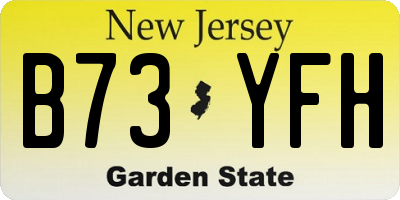 NJ license plate B73YFH