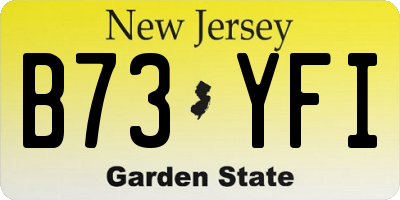 NJ license plate B73YFI