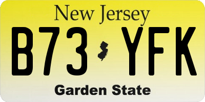 NJ license plate B73YFK