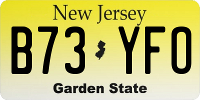 NJ license plate B73YFO