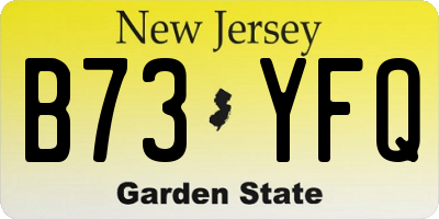 NJ license plate B73YFQ