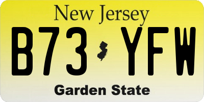 NJ license plate B73YFW