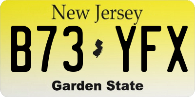 NJ license plate B73YFX