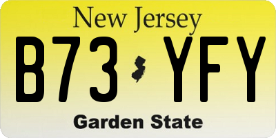 NJ license plate B73YFY