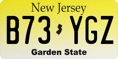 NJ license plate B73YGZ