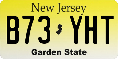 NJ license plate B73YHT