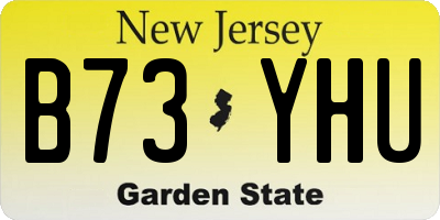 NJ license plate B73YHU