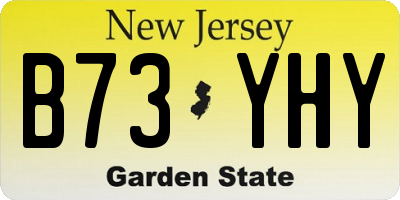 NJ license plate B73YHY