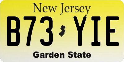 NJ license plate B73YIE