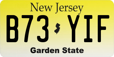NJ license plate B73YIF