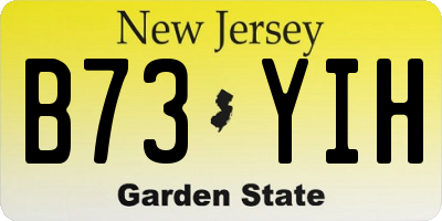 NJ license plate B73YIH
