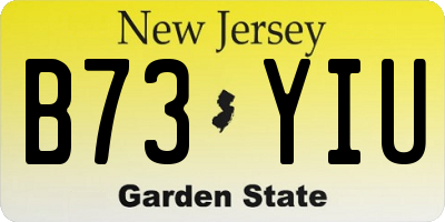 NJ license plate B73YIU