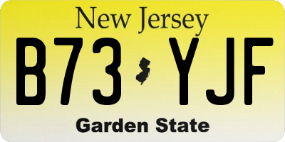 NJ license plate B73YJF