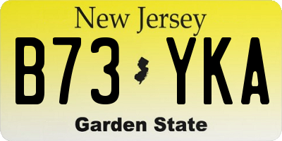 NJ license plate B73YKA