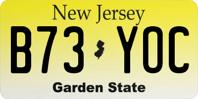 NJ license plate B73YOC