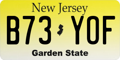 NJ license plate B73YOF