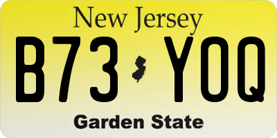 NJ license plate B73YOQ