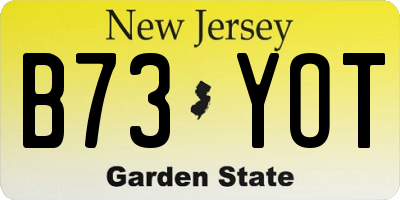 NJ license plate B73YOT