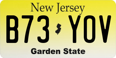 NJ license plate B73YOV