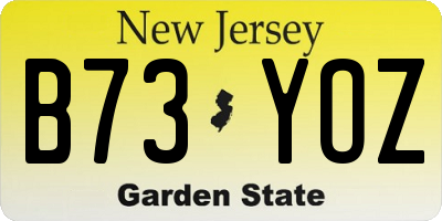 NJ license plate B73YOZ