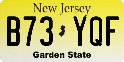 NJ license plate B73YQF