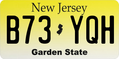 NJ license plate B73YQH