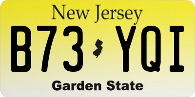 NJ license plate B73YQI