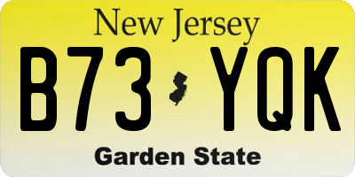 NJ license plate B73YQK