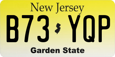 NJ license plate B73YQP