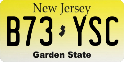 NJ license plate B73YSC