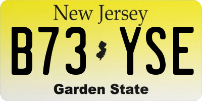 NJ license plate B73YSE