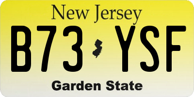 NJ license plate B73YSF