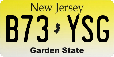 NJ license plate B73YSG