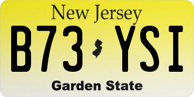 NJ license plate B73YSI