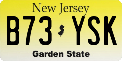NJ license plate B73YSK