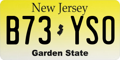 NJ license plate B73YSO