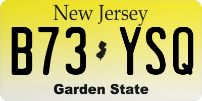 NJ license plate B73YSQ