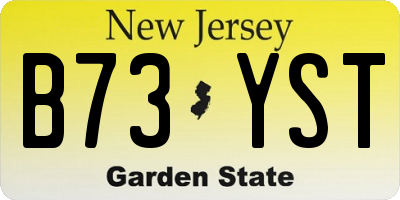 NJ license plate B73YST